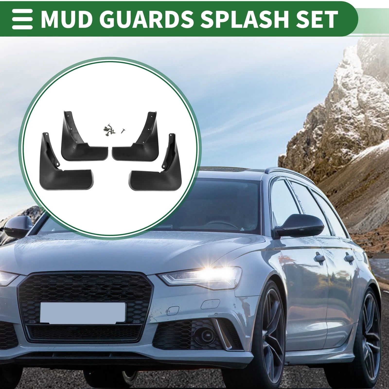 Mud Flaps Splash Guard 1 Set Front Rear Side for Audi A6 (Sedan) (2012–2016)
