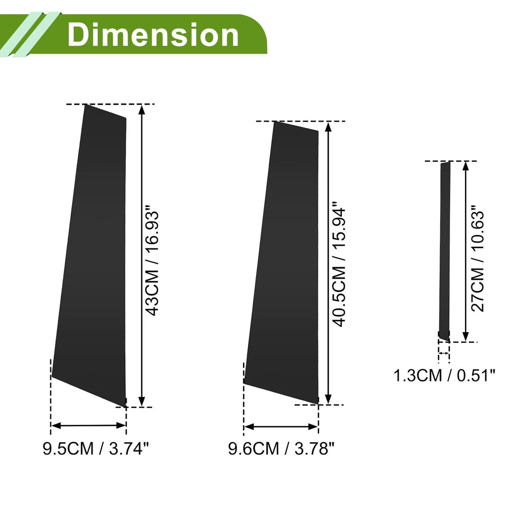 6 Pcs Pillar Window Trim Replacement for Chevy Malibu (2013–2015) Black