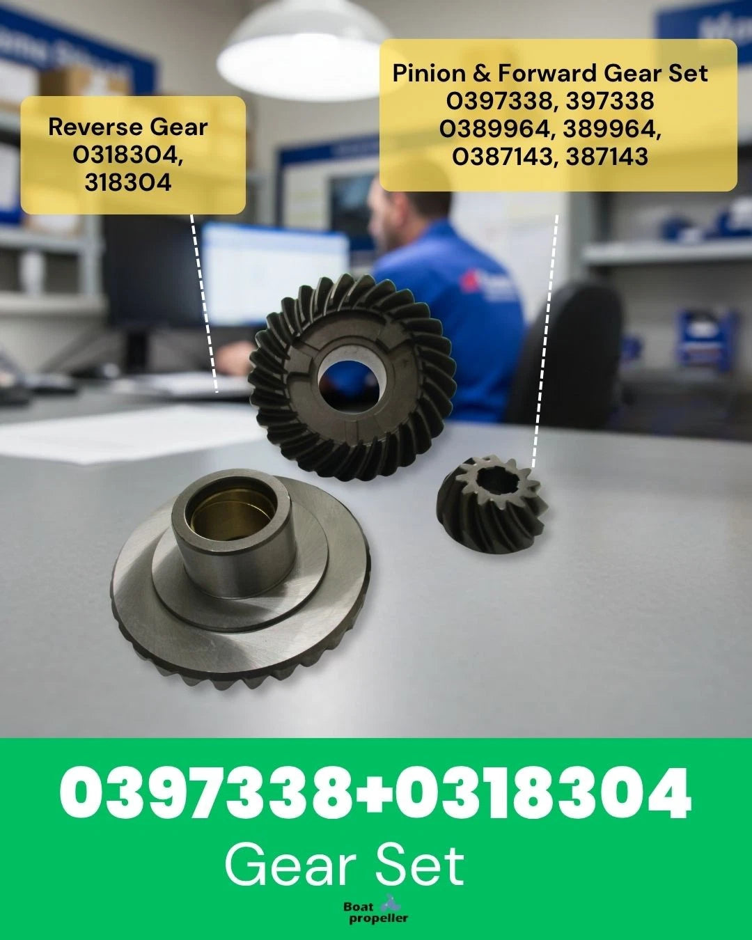 Forward & Pinion Gear Set for OMC Johnson Evinrude 40-75 HP (0397338, 0318304)