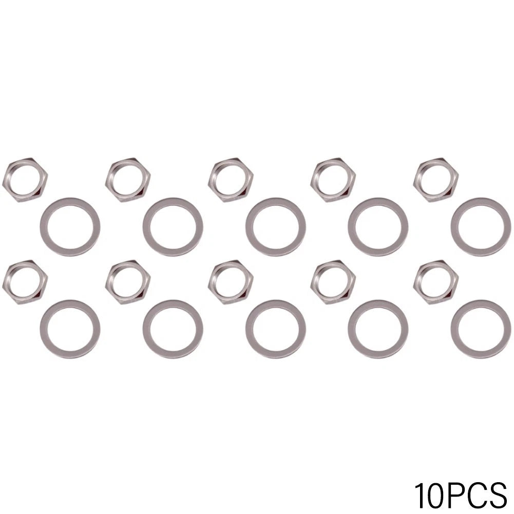 10X 9MM Guitar Potentiometer Nuts and Washers Complete Set