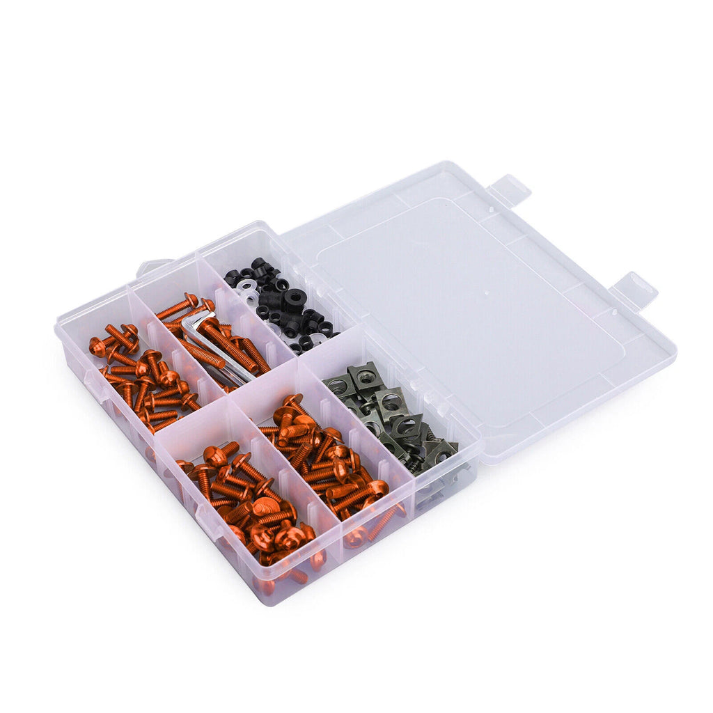 177x Fairing Bolts Kit for Motorcycle Sportbike (Universal) - Orange T9