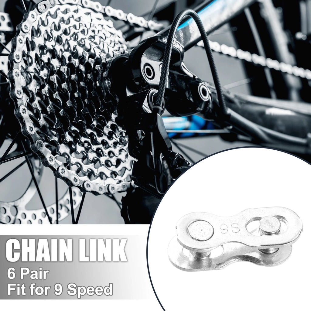 9 Speed Chain Master Link Connectors 6 Pair for Bike Bicycle MTB (Silver)