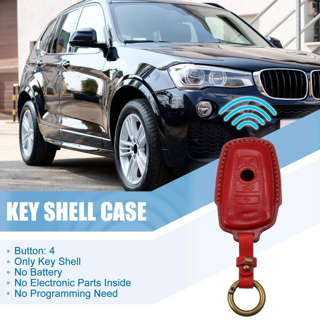 Car Remote Key Fob Case Cover 4 Button Protector Faux Leather for BMW