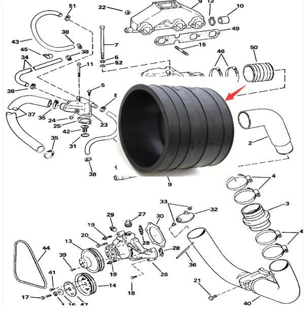 Exhaust Bellow Upper Kit for OMC Sterndrive Cobra (3852696, 18-2779, 9-72802)