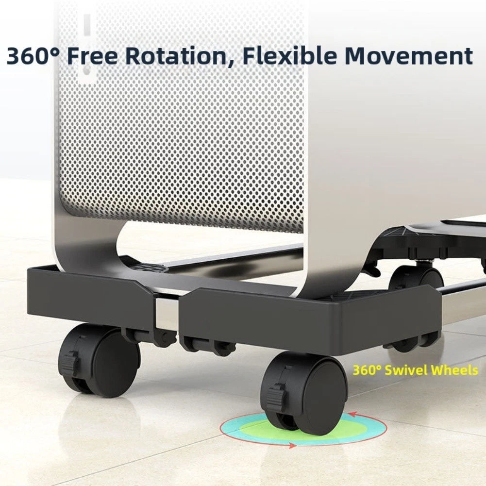 Adjustable CPU Stand with Locking Wheels for Computer Towers up to 66 lbs