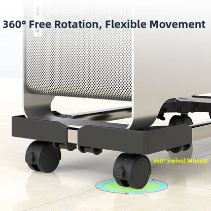 Adjustable CPU Stand with Locking Wheels for Computer Towers up to 66 lbs