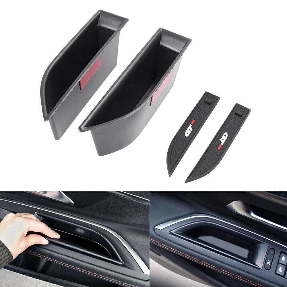 2X Interior Front Side Door Storage Box Holder for Peugeot 3008 GT (2016–2017)