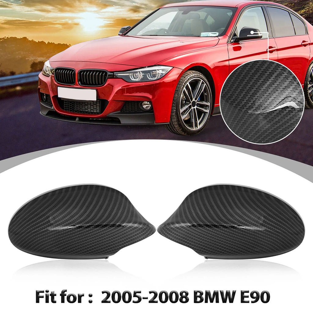 Rearview Mirror Covering Cap Carbon Fiber Pattern for BMW E90 E91 (2005–2008)