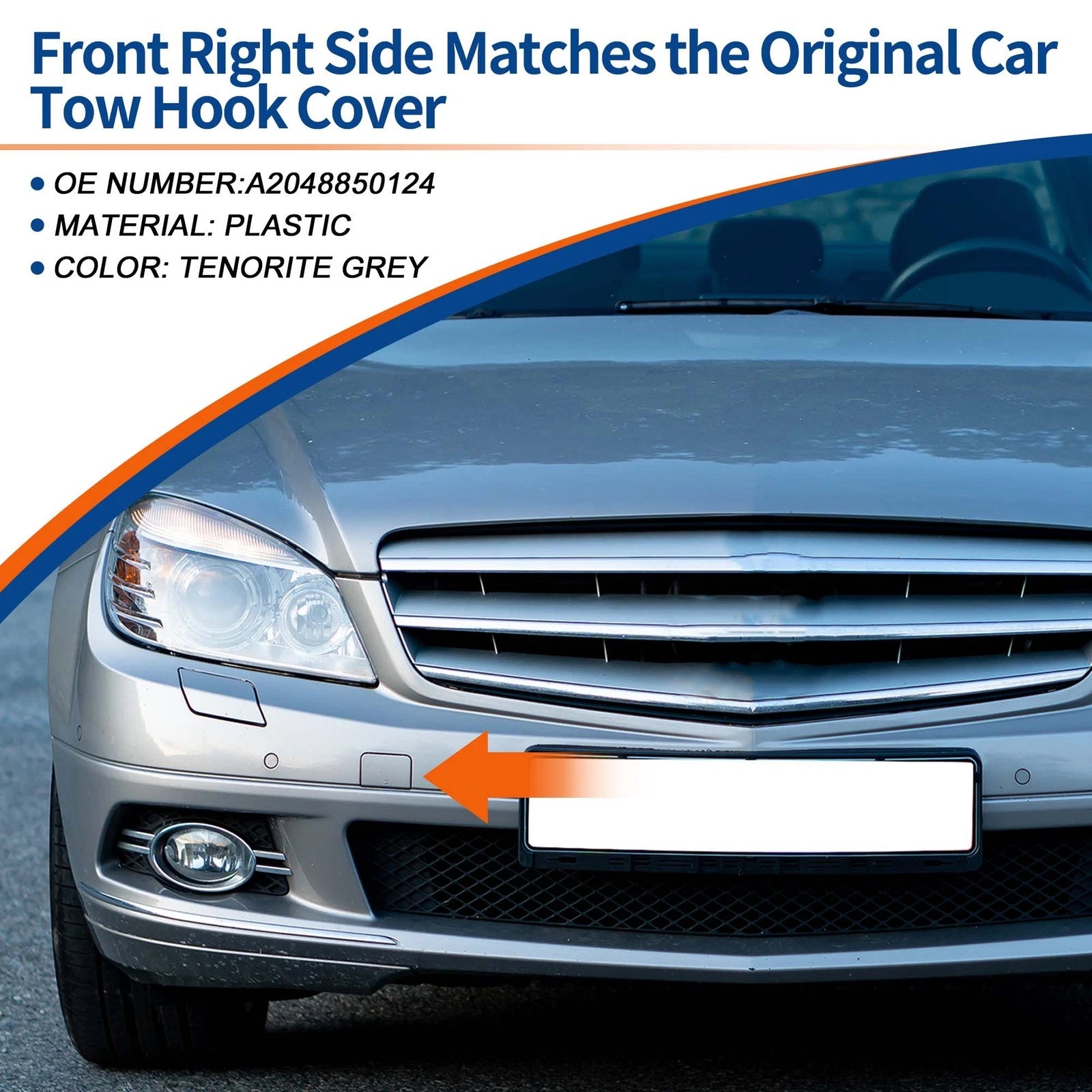 Front Tow Hook Cover Replacement for Mercedes-Benz C-Class W204 (2007–2014)