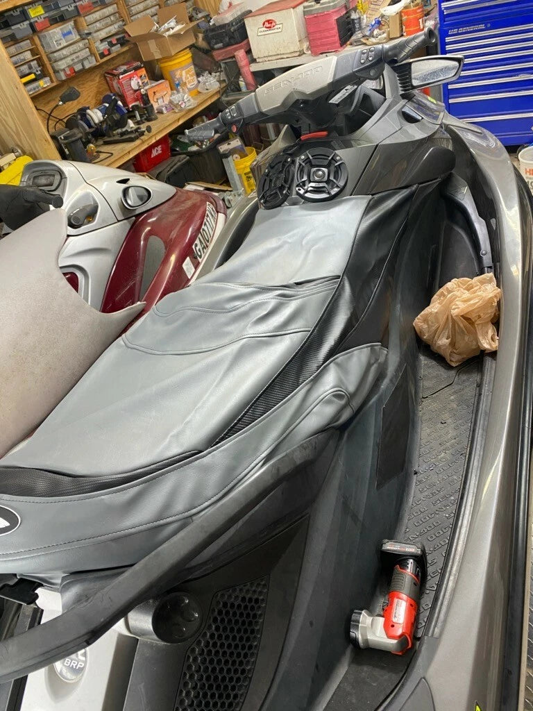 Seat Cover for Seadoo GTX Limited (2011–2015) Black Carbon Fiber D. Gray