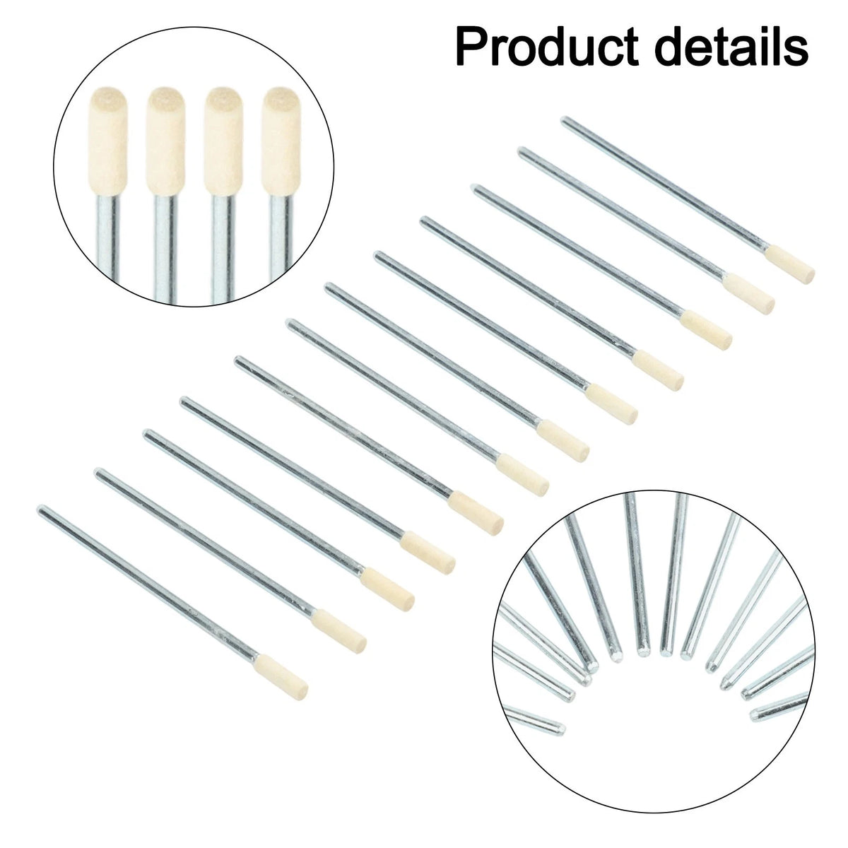 12 Wool Grinding Heads for Rotary Polishing Tools (65mm Long Handle)