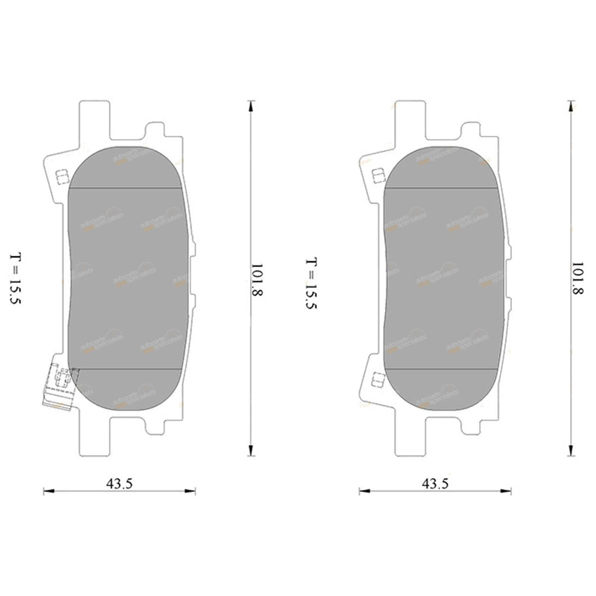 Set of 4 Bendix Rear Disc Brake Pads for Lexus RX350 (2006–2008)