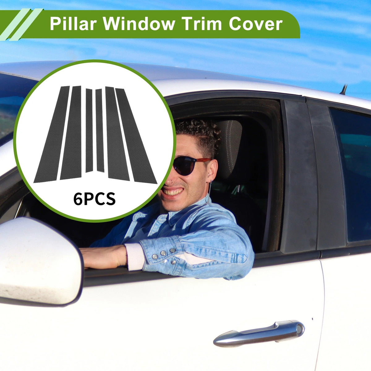 6 Pcs Door Pillar Window Trim Carbon Fiber Pattern for BMW 7-Series (1995–2001)