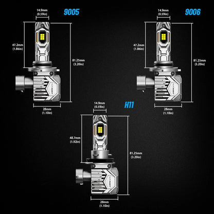 2X H11 9005 9006 LED Headlight Bulbs Kit 6500K White for High Low Beam