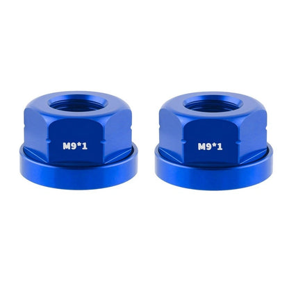 2X Bike Hub Nuts M9x1 for Fixed Gear Folding Bikes (Aluminum Alloy)