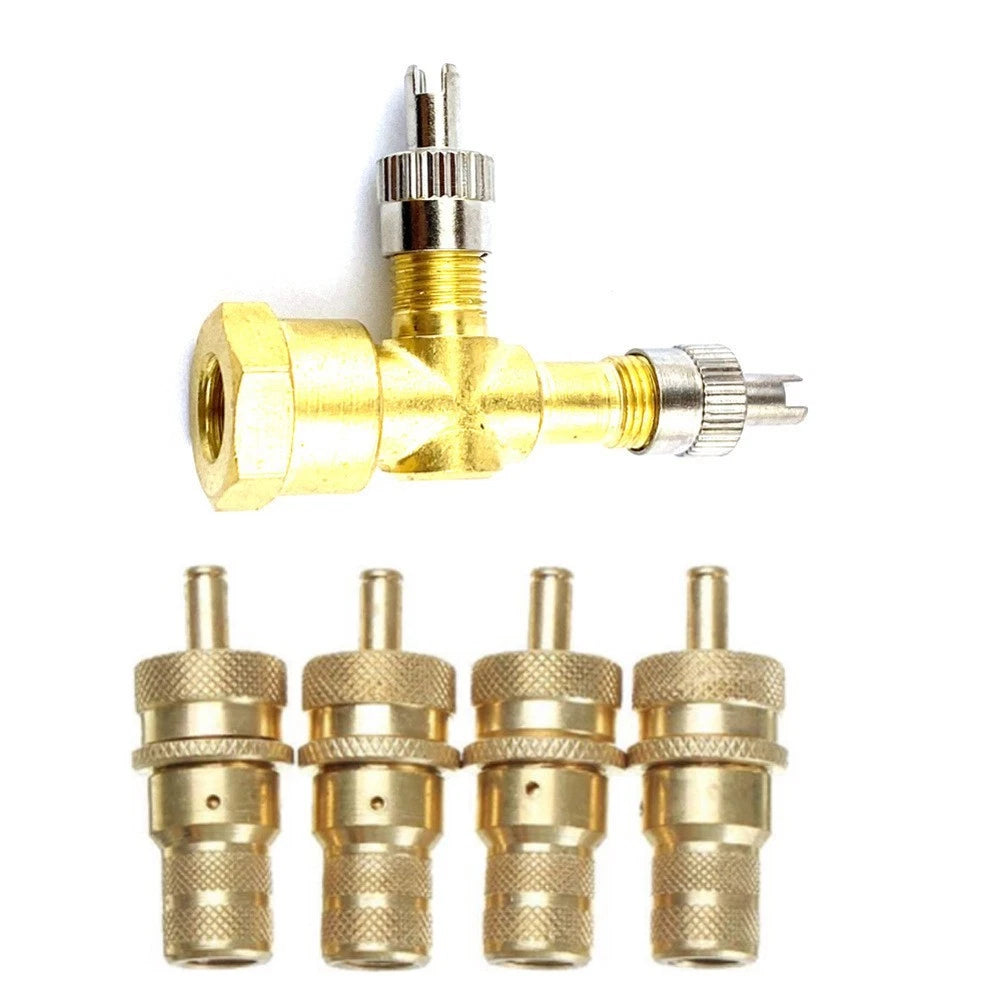 3-Way TPMS Valve Tee Adapter with 4 Air Release Valves for Vehicle Use