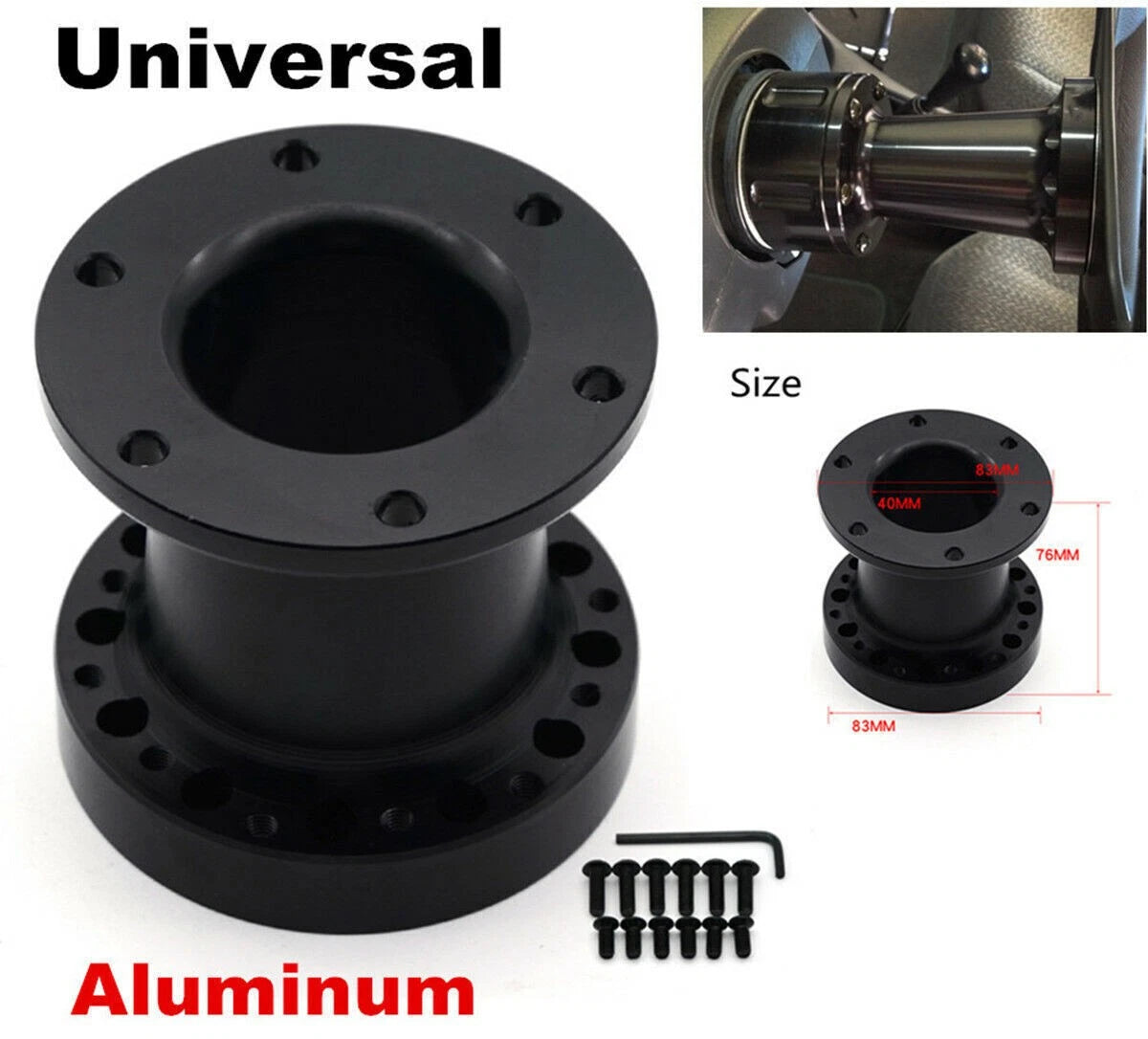 3'' 76MM Auto Car Steering Wheel Quick Release Hub Adapter Snap off Boss Kit