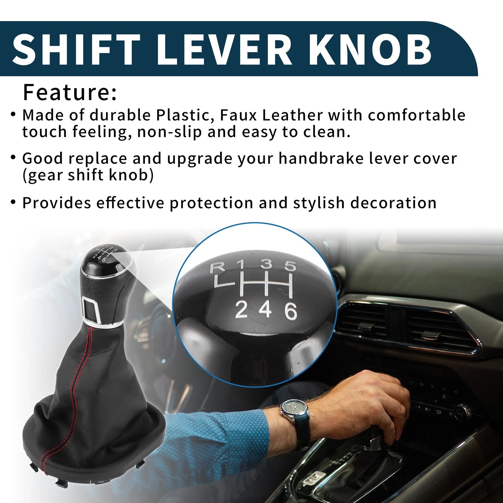 6 Speed Gear Shift Knob with Cover for Volkswagen Touran (2003–2010)