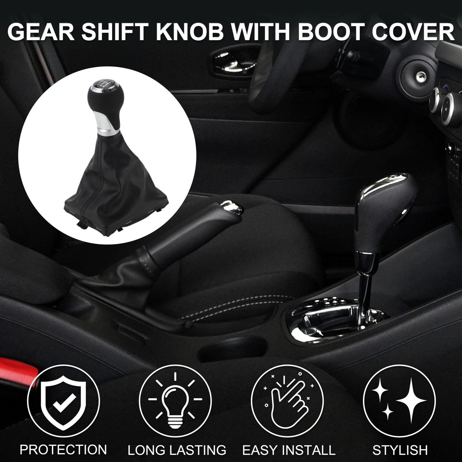 6 Speed Gear Shifter Knob Replacement with Cover for Audi A4 B8 (2007–2015)