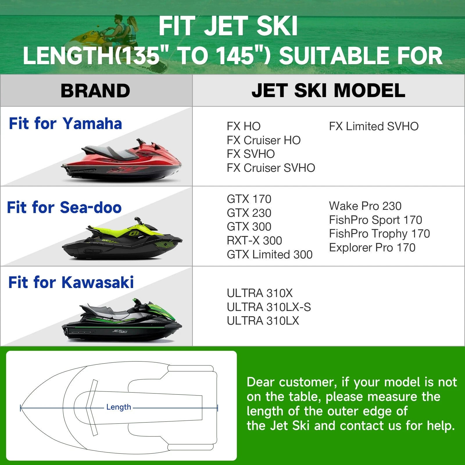 Heavy Duty Jet Ski Cover for Kawasaki Ultra 310LX 310X (2010–2023)