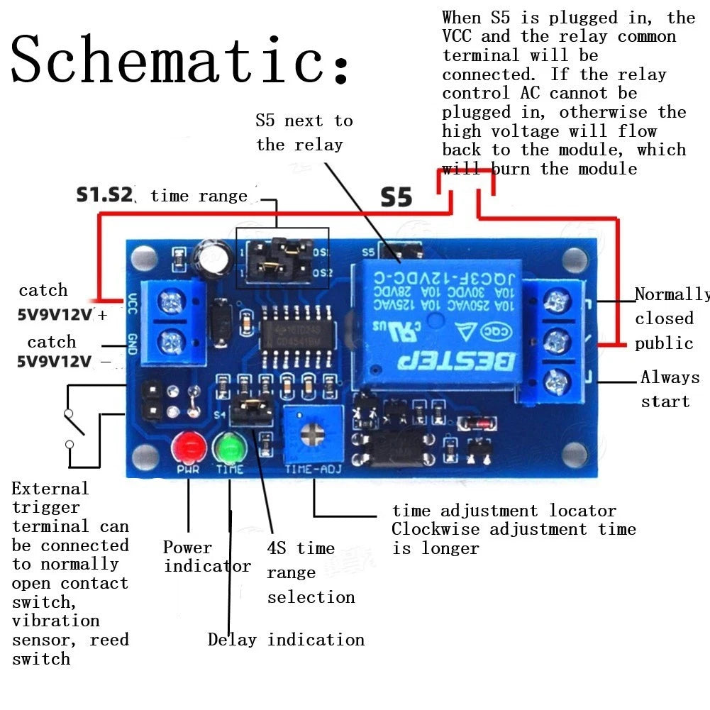 Delay Relay Module for 12V Systems (Trigger, Normally Open)