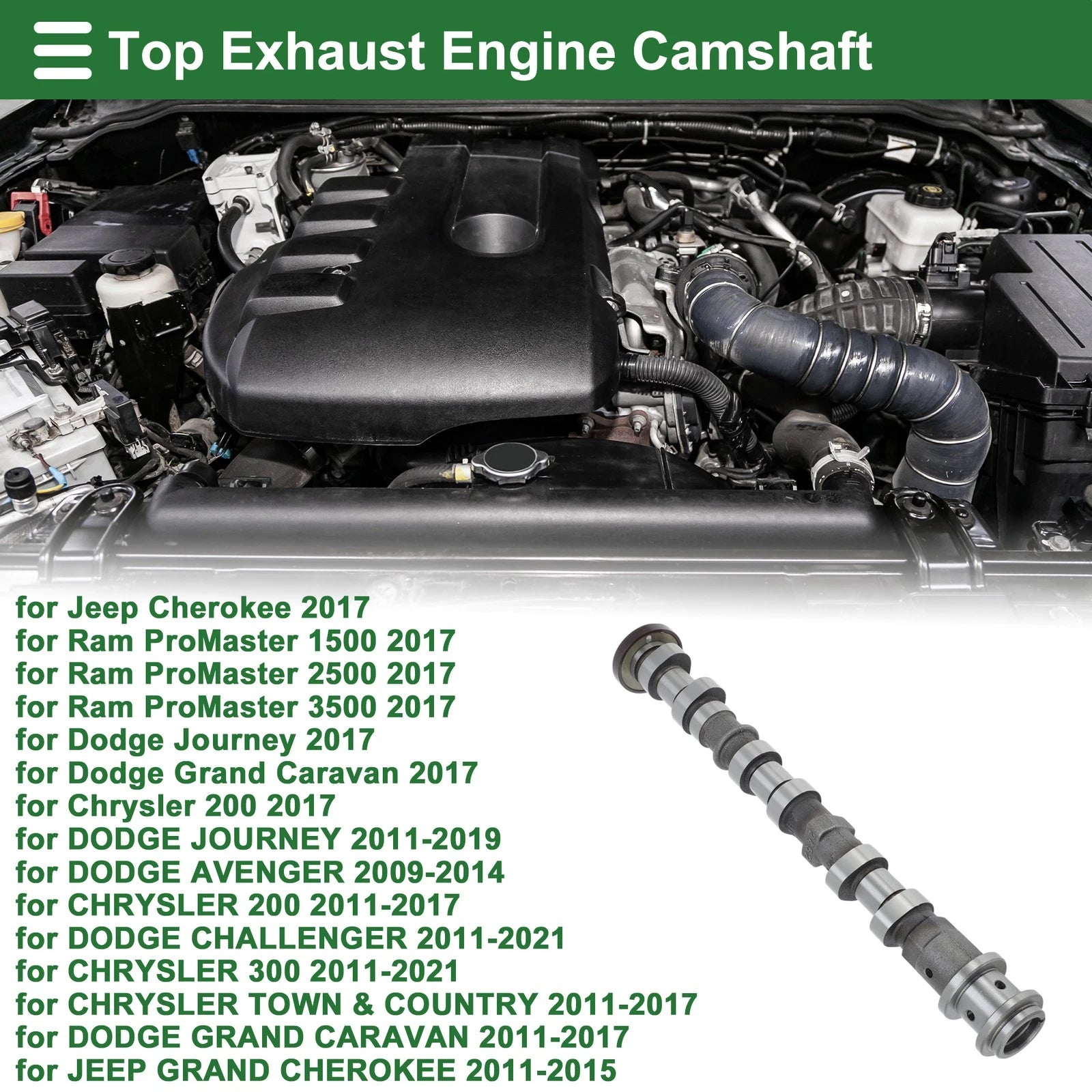 Engine Camshaft for Jeep Cherokee 2017–2021 Replacement Exhaust Top
