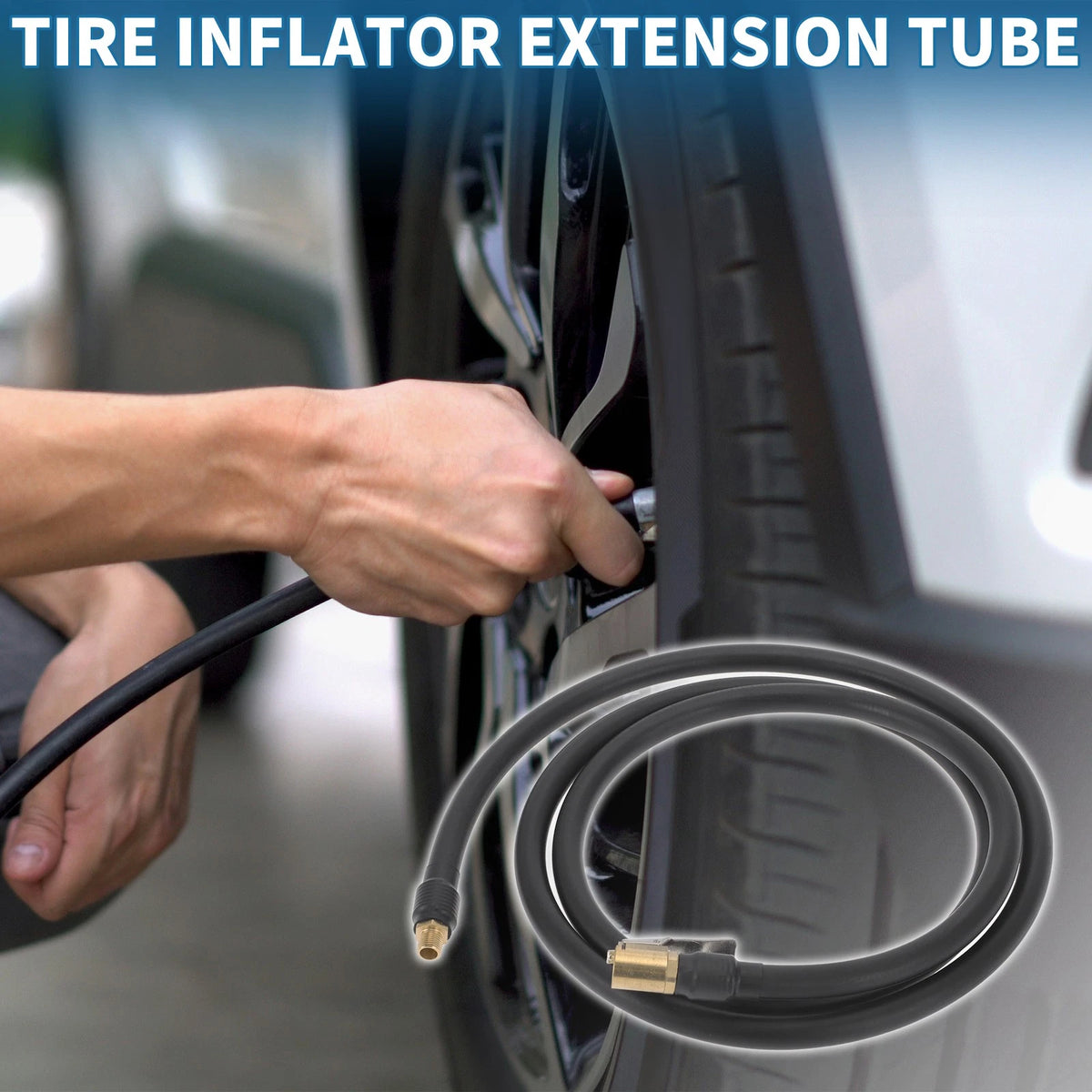 Tire Inflator Extension Tube 12.6mm OD for Car Bicycle (32TPI) (57.09 in)