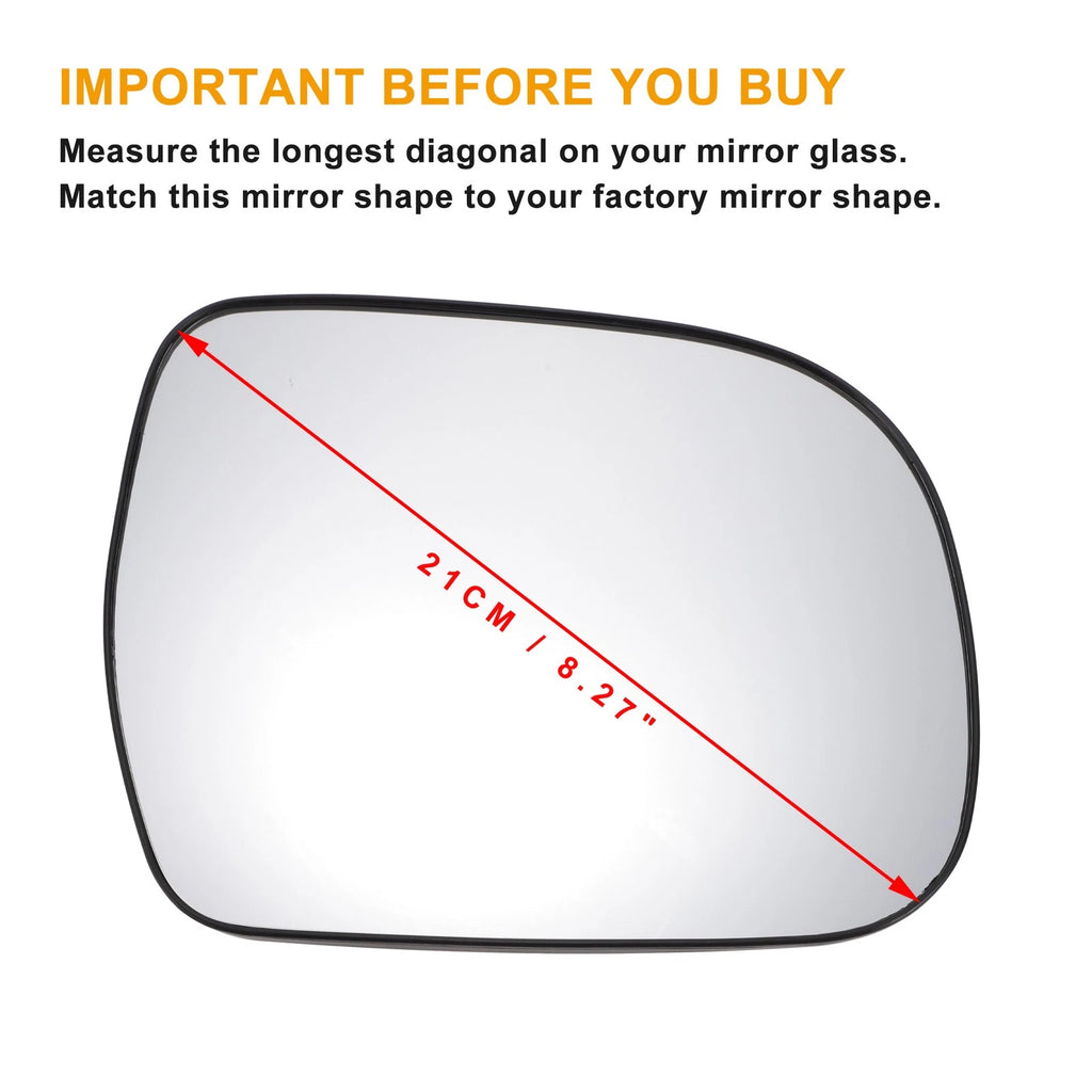 Right Side Mirror Glass White Non Heated for Toyota Hilux (2004–2011)