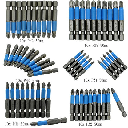 10x Screwdriver Bits for (50mm Alloy Steel)