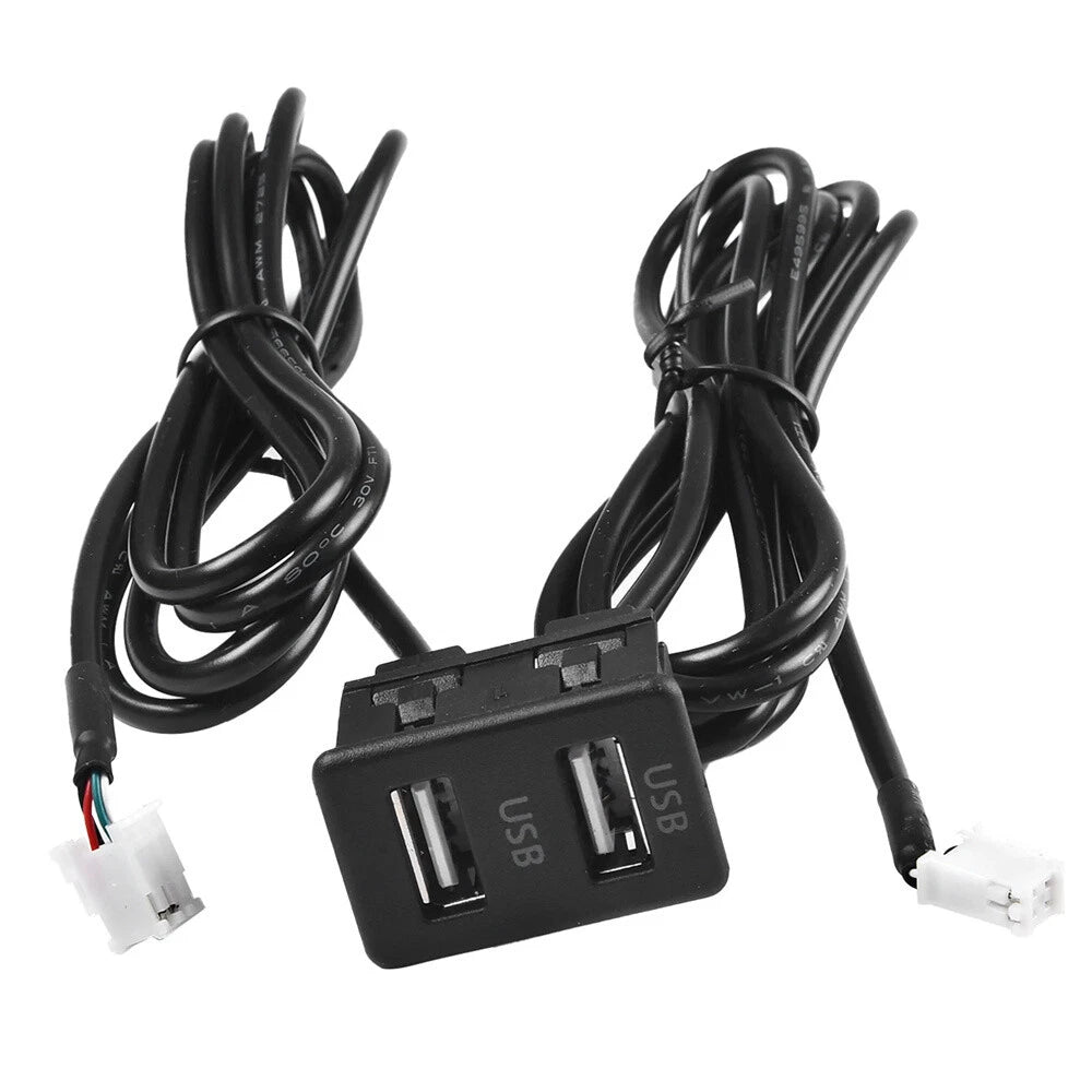 Dual USB Port Extension Cable Adapter for Car Multimedia Head Unit (4, 6 Pin)