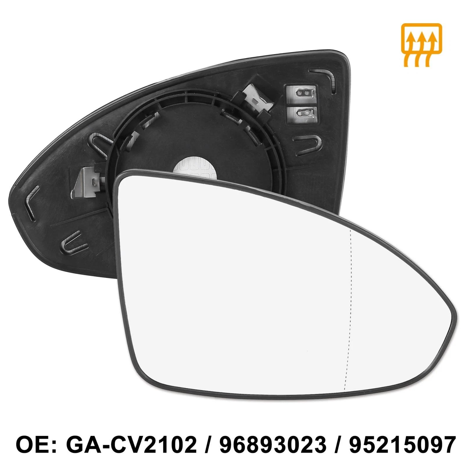 Heated Side Mirror Glass with Backing Plate Right for Chevrolet Cruze (2011–2016)