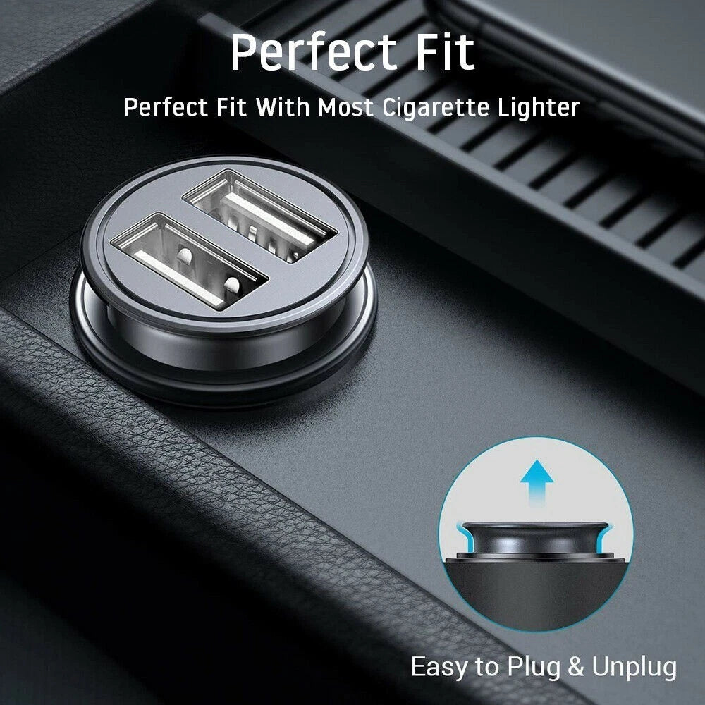Dual USB Charger for Car with Dual Socket Splitter (Universal)