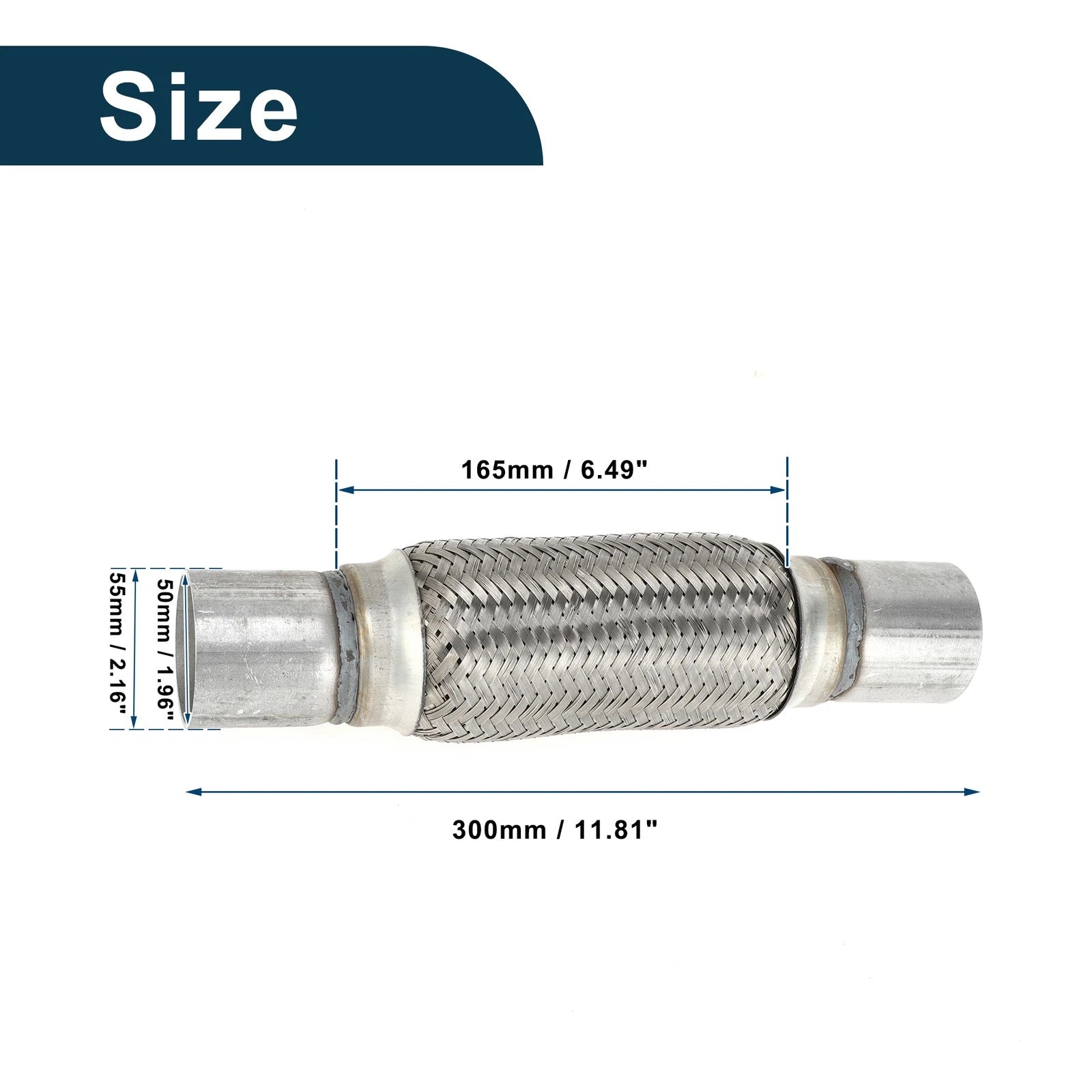 Exhaust Flex Pipe 2.16 Inch OD for Universal Applications (1 Pcs)