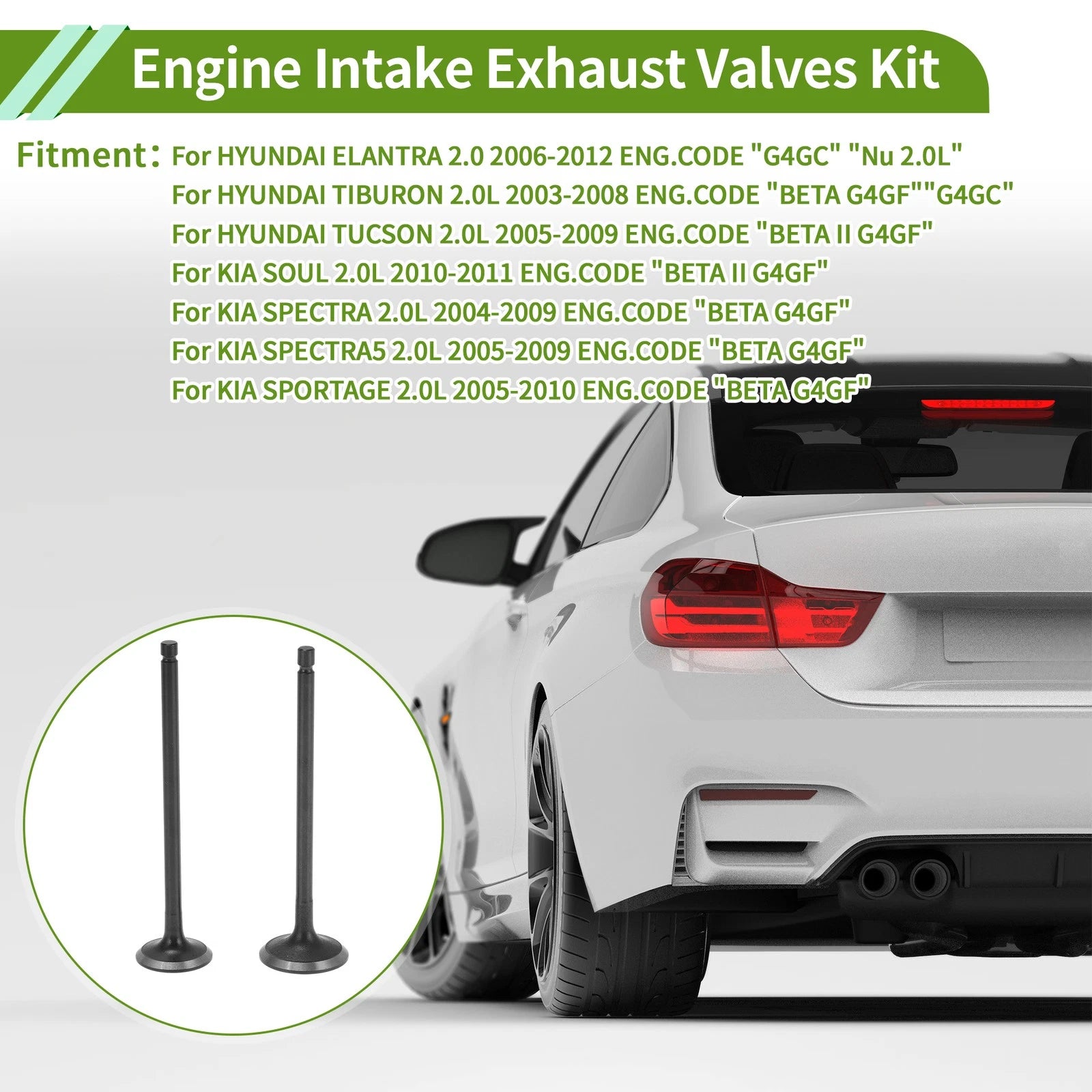 Engine Intake Exhaust Valves Kit for Hyundai Elantra 2.0 (2011–2018)