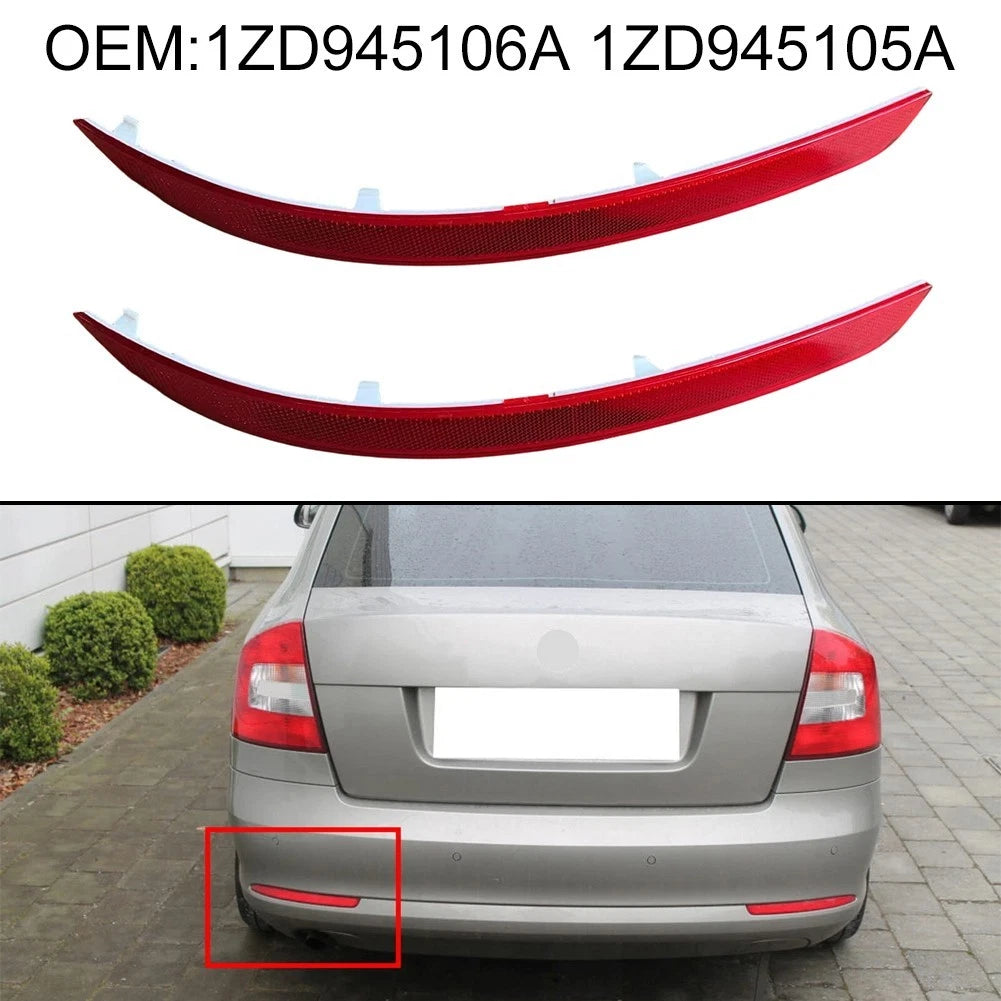 2x Rear Bumper Reflector Red for Skoda For Octavia II 2009-2013 Models