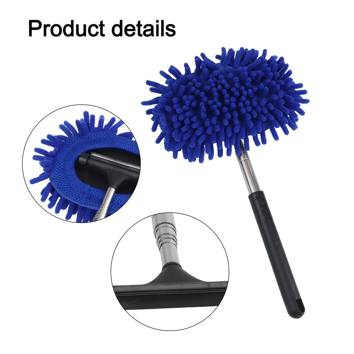 Extendable Windshield Cleaning Tool with Chenille Cloth for Cars