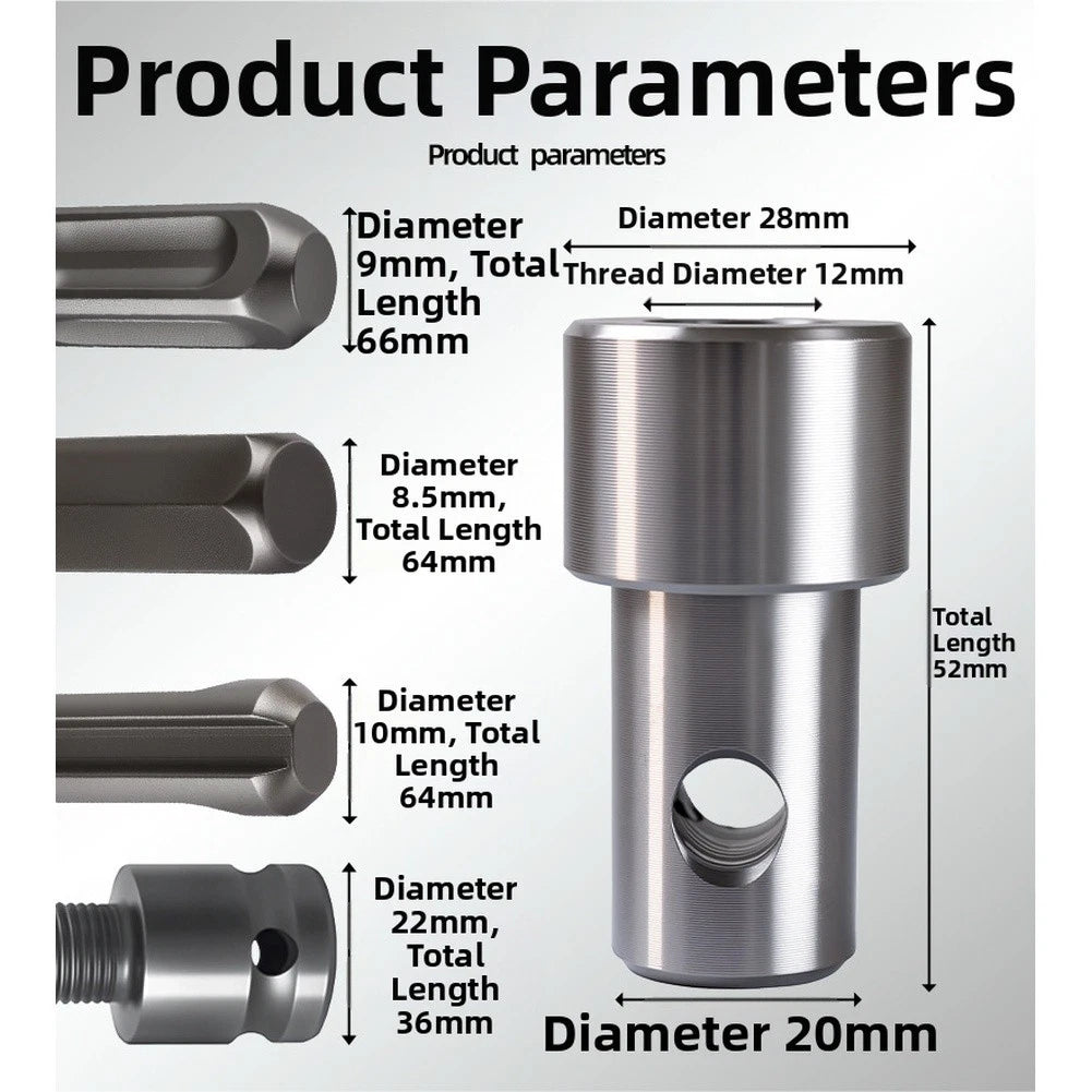 20mm Chrome Vanadium Steel Hex Round Square Shank Drill Adapter