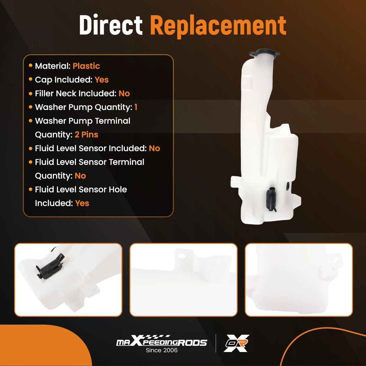 Front Washer Fluid Tank for Chevrolet Suburban (2000–2006) 12487670-PFM