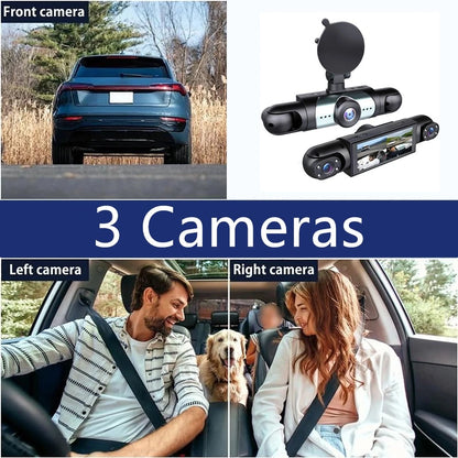 3 Channel Dash Cam for (1080P, Front + Inside Left/Right)