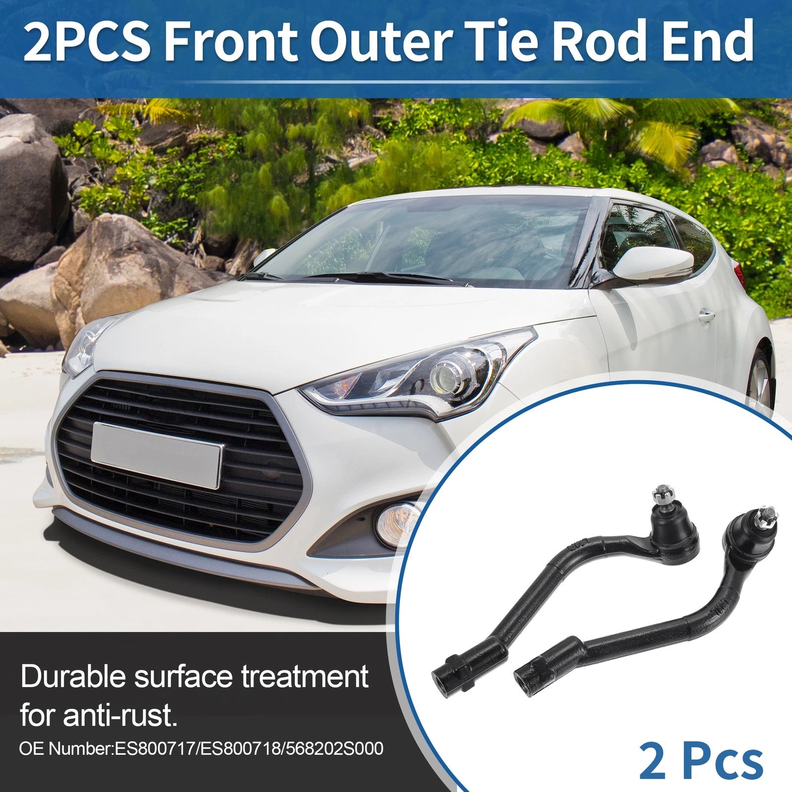2pcs Front Outer Tie Rod End Links for Kia Sportage Optima (2002–2015)