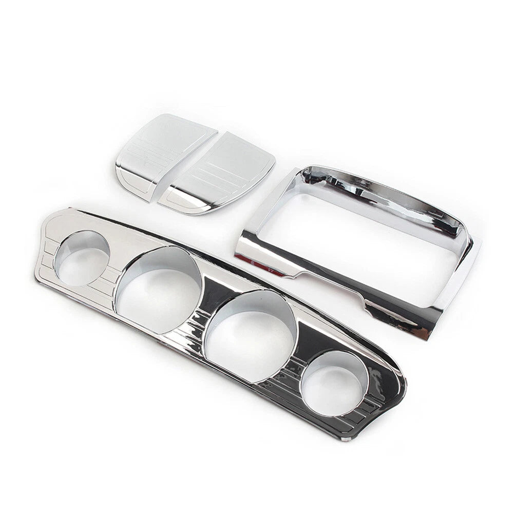Chrome Tri Line Gauge Stereo Accent Trim Covers for Harley Electra Glide (2014–2023)