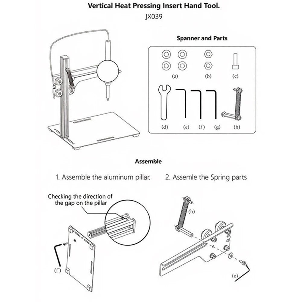Vertical Heat Press Machine for Manual Hot Nut Insertion