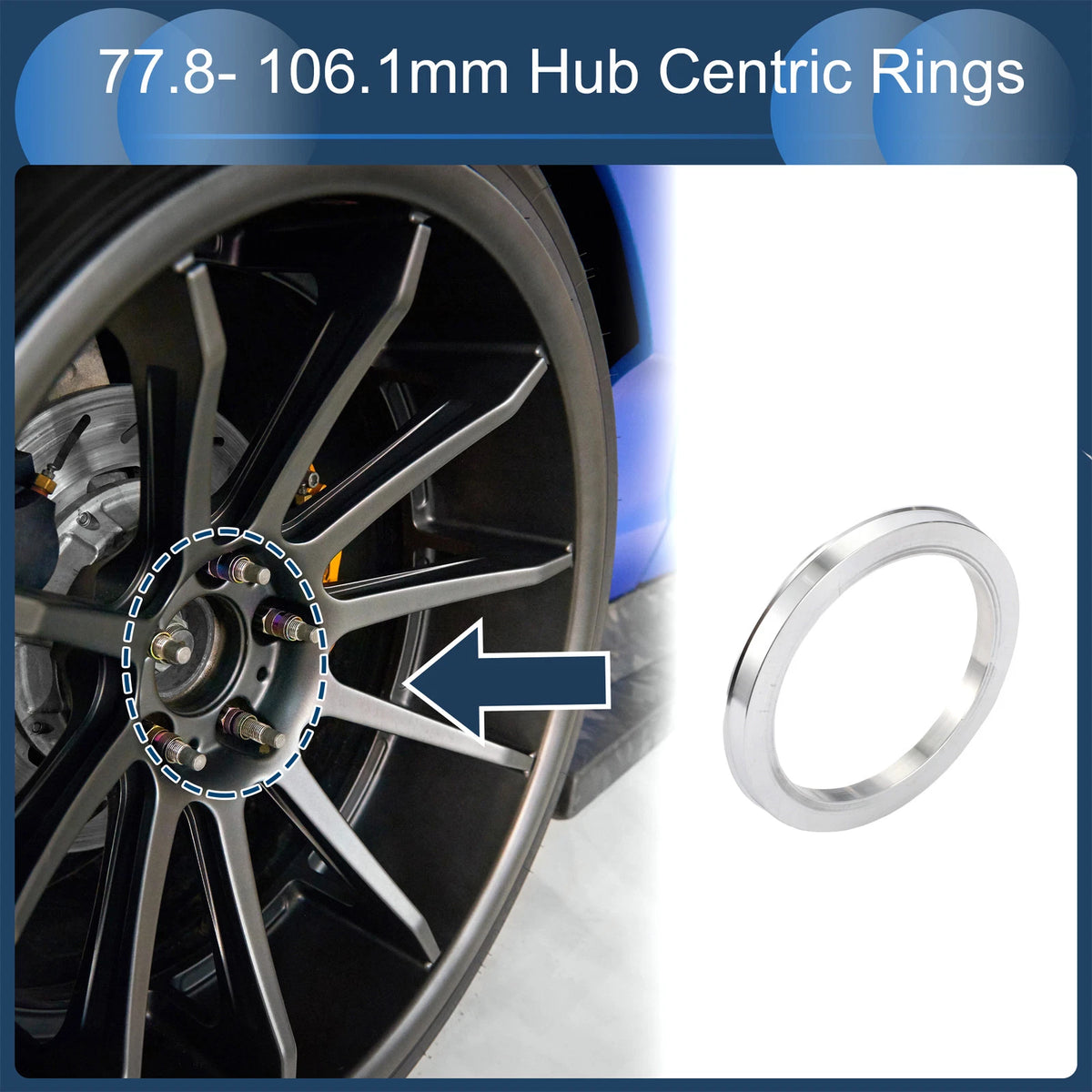 Set of 4 Hub Centric Rings for Universal Fit (106.1mm OD, 77.8mm ID)