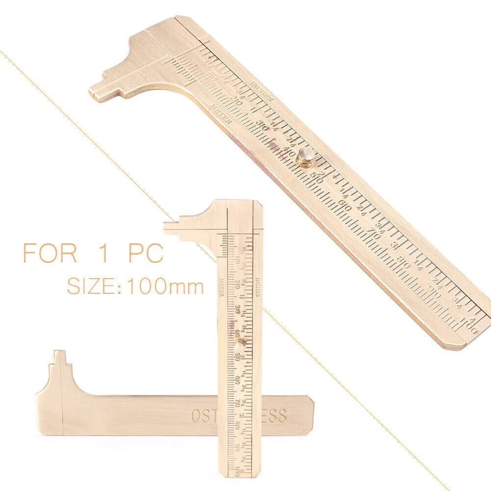 4-Inch Brass Caliper Sliding Vernier Ruler Gauge Tool for Bead Measuring