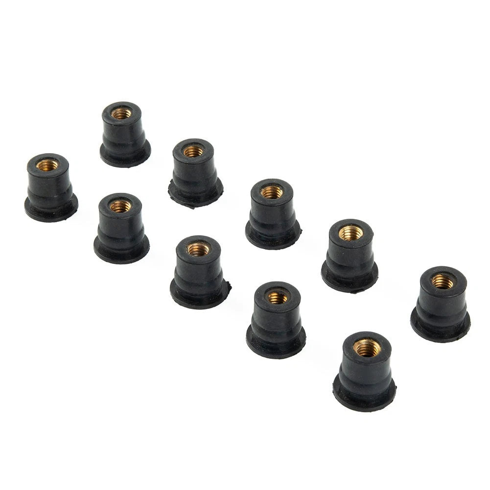 10 Pack Rubber Nuts M6 Vibration Damper for ATV (Motorcycle Windshield)