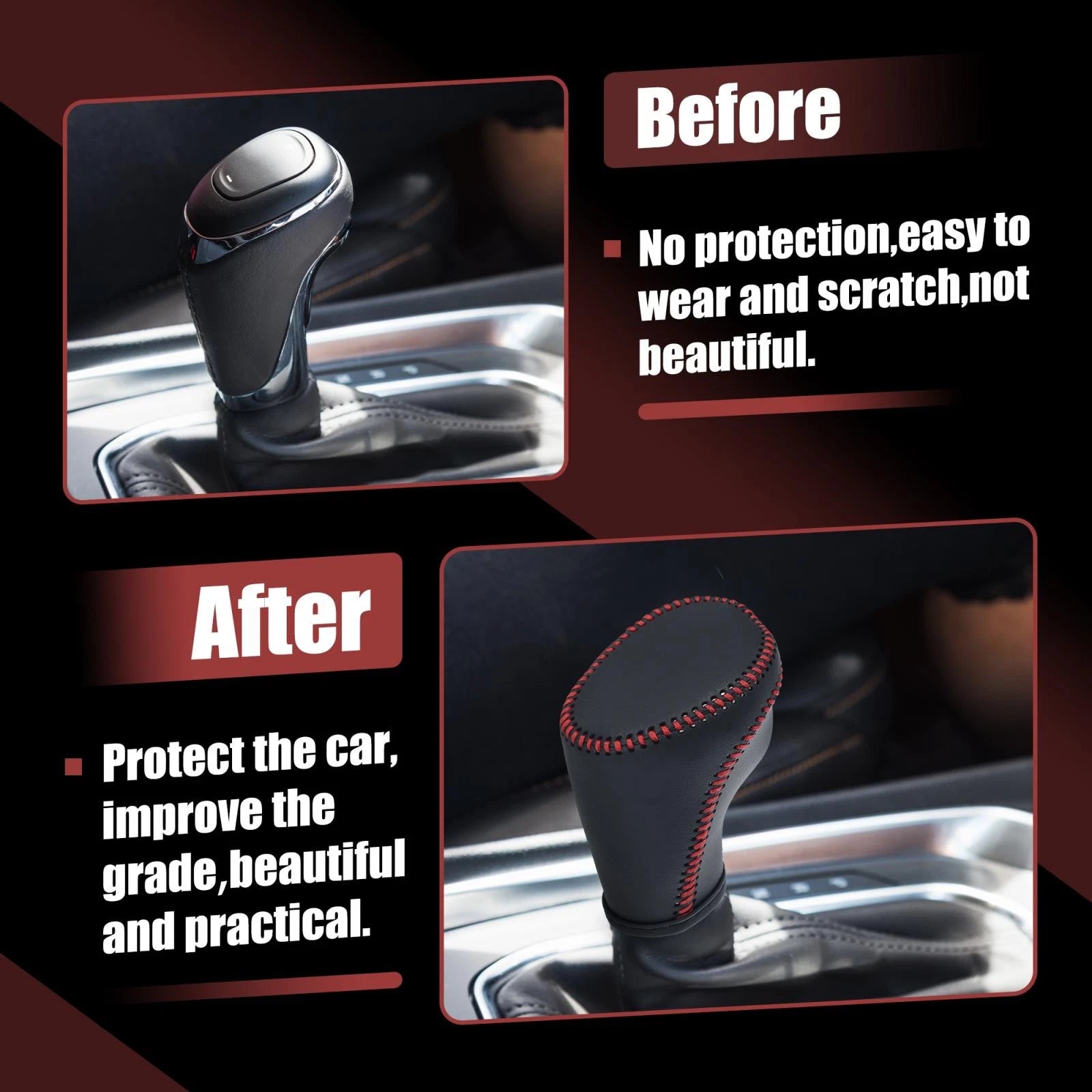 Gear Shift Knob Cover Protector Red Thread for Chevrolet Equinox (2018–2021)