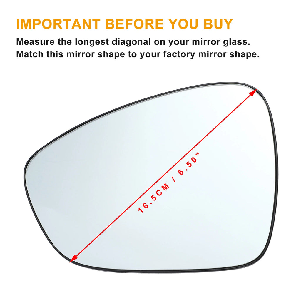 Left Side White Mirror Glass w/ Back for Citroen C3 (2009–2016)
