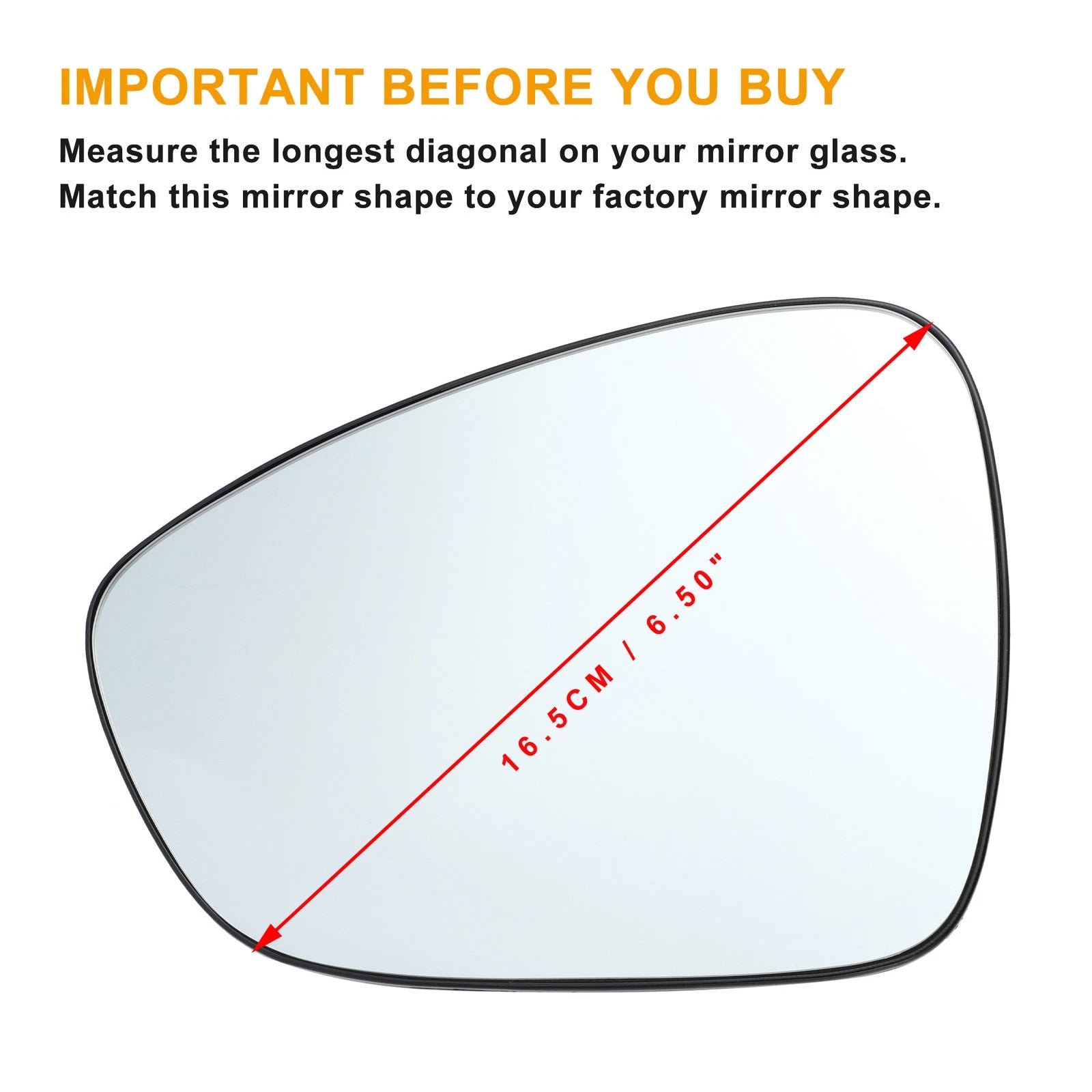 Left Side White Mirror Glass w/ Back for Citroen C3 (2009–2016)
