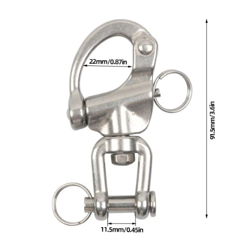 12X 2.75 Inch Swivel Jaw Quick Release Snap Shackle for Marine Use