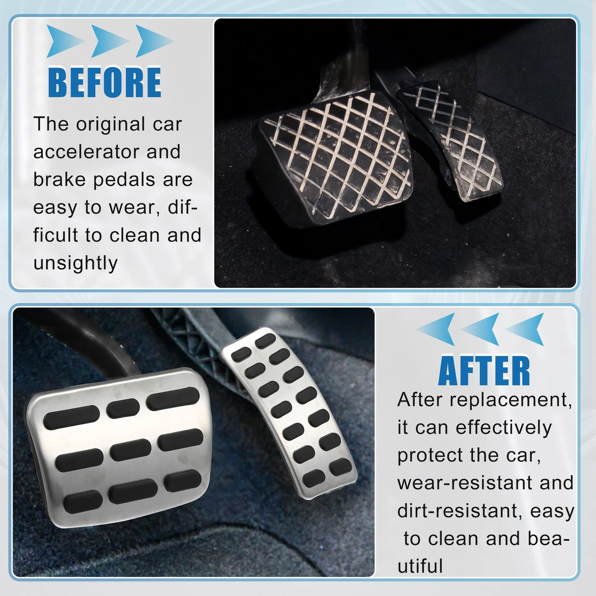 2 Pcs Accelerator and Brake Pedal Cover Set for Hyundai Metal Rubber (—)